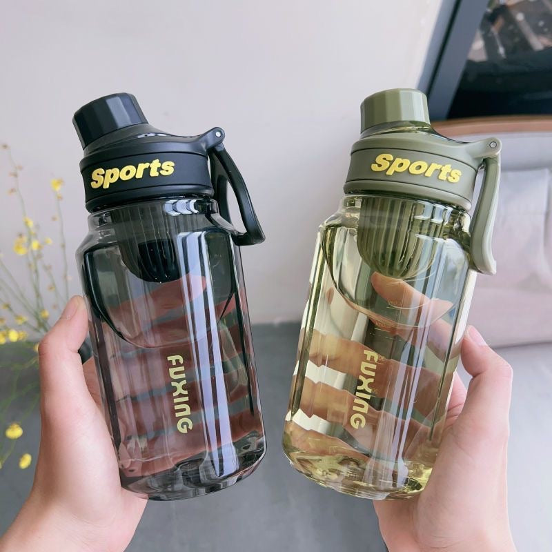 minimalist sports water bottle - portable outdoor water bottle for men and women, high-value fitness tumbler with tea infuser, plastic cup