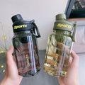 minimalist sports water bottle - portable outdoor water bottle for men and women, high-value fitness tumbler with tea infuser, plastic cup