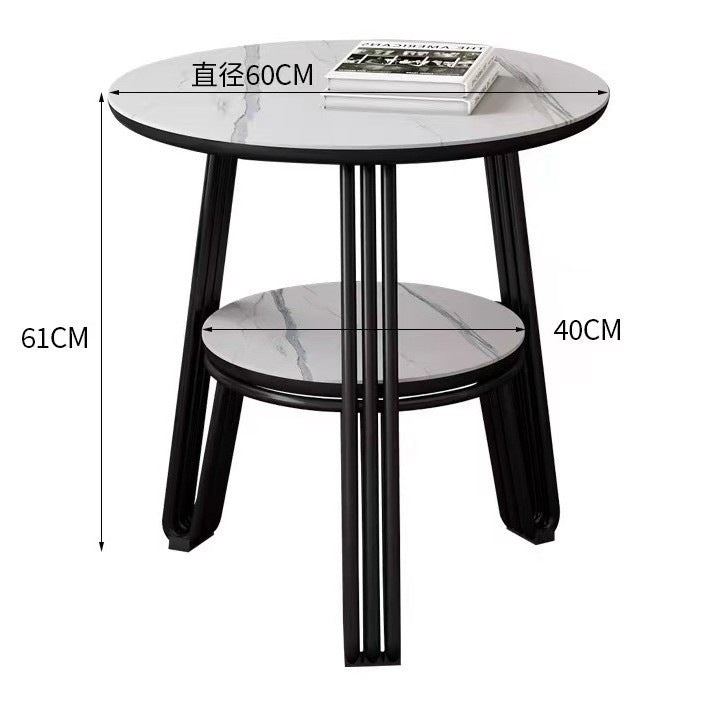 Luxury negotiation table and chair set - modern minimalist rock slab small round table hotel reception desk and chair set (one table, two chairs)