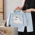 Kids' sweater set - new autumn/winter collection - baby girl cute cartoon puppy hooded knit sweater and pants set