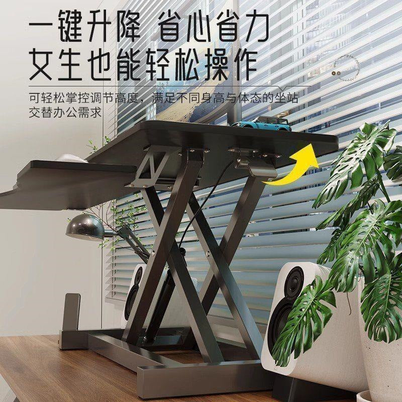 Adjustable height laptop desk with monitor stand for office workstation
