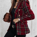 Independent station new arrival fall and winterlong sleeves double-breasted suit collar printing small outwear women's clothing