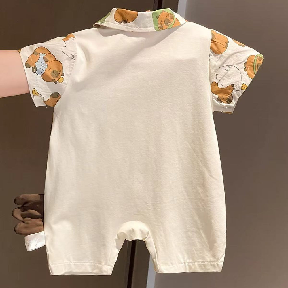 Summer romper short sleeve cartoon onesie baby clothes summer thin polo shirt newborn boy