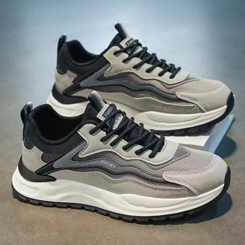 Men's summer breathable mesh athletic casual running shoes - versatile, height-increasing, trendy dad shoes for travel and teens