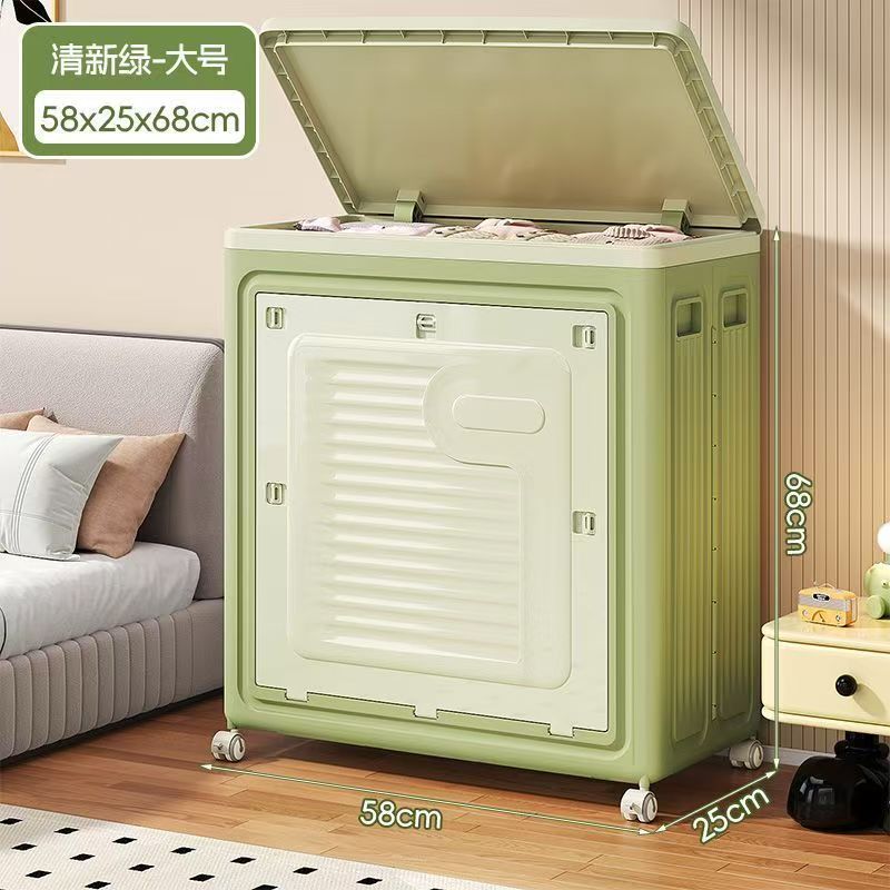 Clothes storage box Household large-capacity installation-free foldable storage box Cream wind with cover Clothes finishing and storage