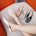 Square buckle toe half slippers women's fashionoutwear 2024new arrivalmuller flat heel buckle square toe lazy sandals women's shoes