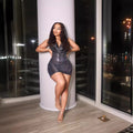 cross-border fashion: european & american sexy glitter halter neck hooded cutout bodycon party dress