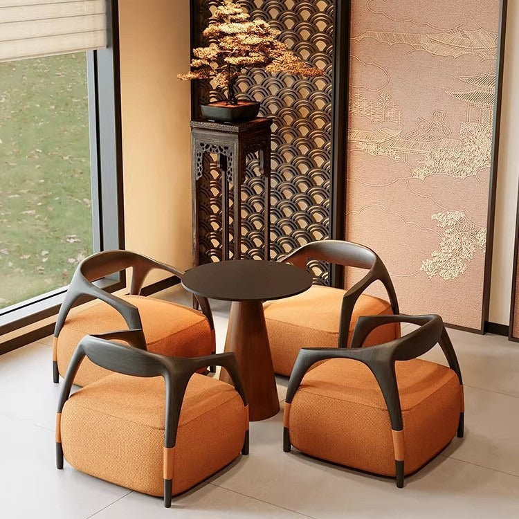 Nordic single sofa chair modern living room tech fabric leisure chair designer chair balcony japanese style solid wood sofa