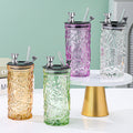 Diamond bear straw cup glass with lid - trendy, high-value gift cup - personalized small gift cup