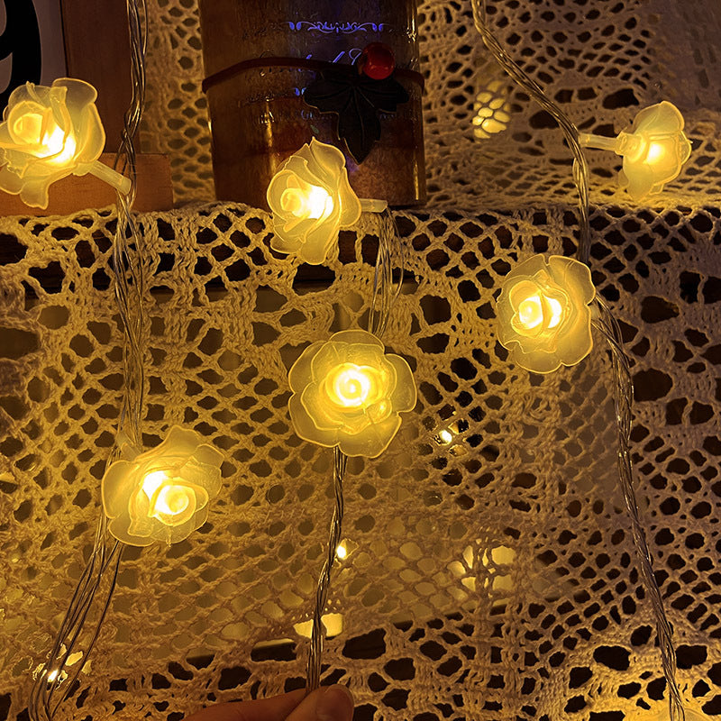 Cross-border new LED simulation rose light string Valentine's Day lights wedding romantic proposal confession decoration flash light