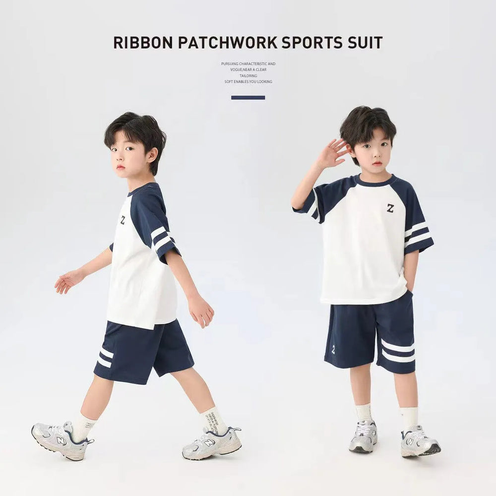 Boys' summer tracksuit set  new style short sleeve shorts cool & stylish little boy breathable fashionable two-piece trendy outfit