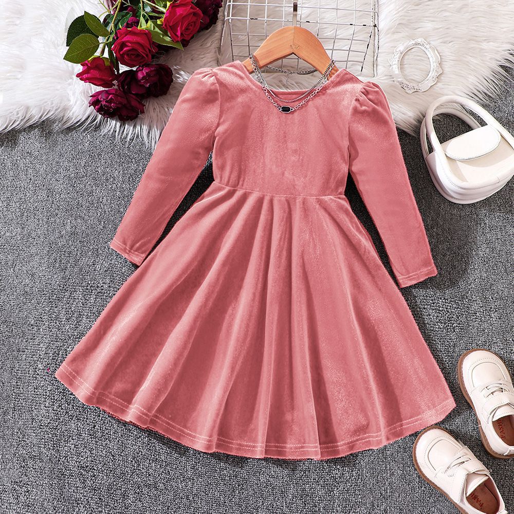 Ew foreign trade children's wear: new autumn/winter velvet bow christmas princess dress for girls (sizes for toddlers and young children)