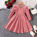 Ew foreign trade children's wear: new autumn/winter velvet bow christmas princess dress for girls (sizes for toddlers and young children)