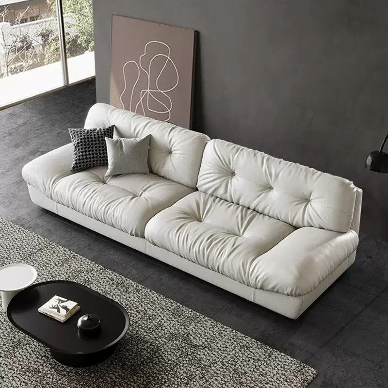 Italian minimalist living room genuine leather sofa designer straight row small apartment cream style lazy cloud sofa