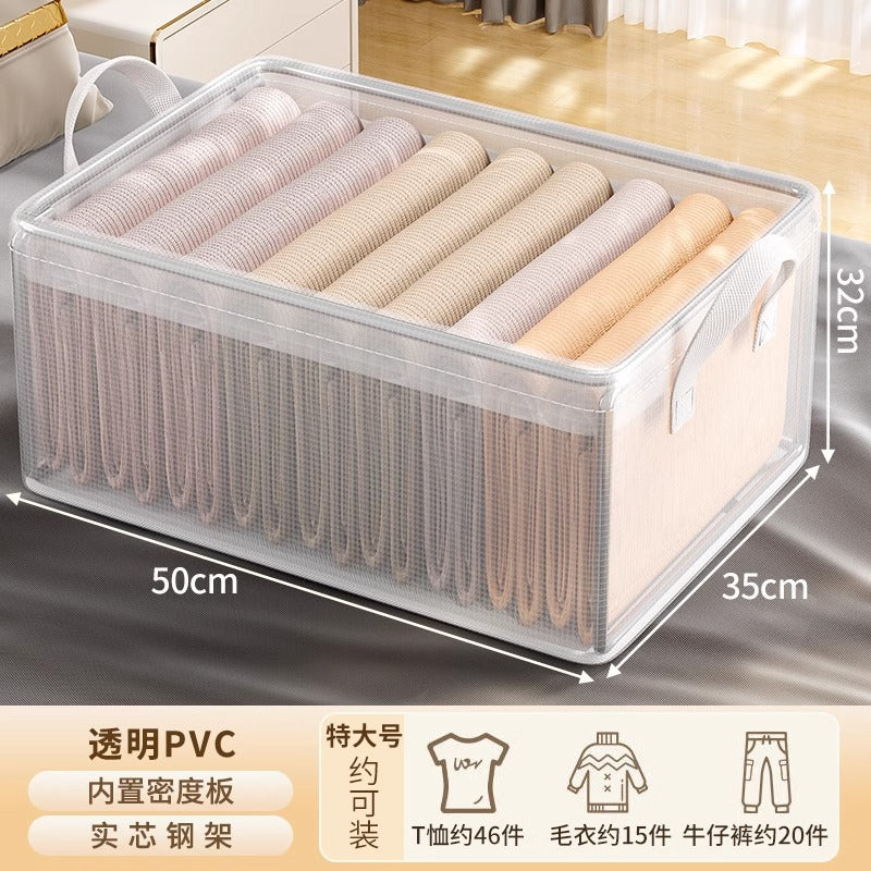 Customized storage box Transparent PVC wardrobe drawer storage sorting Layered storage Household clothes pants storage box