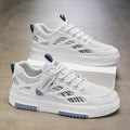 Men's spring breathable mesh sneakers - trendy, versatile casual skate shoes with lace-up closure, soft sole, and a stylish white design for students