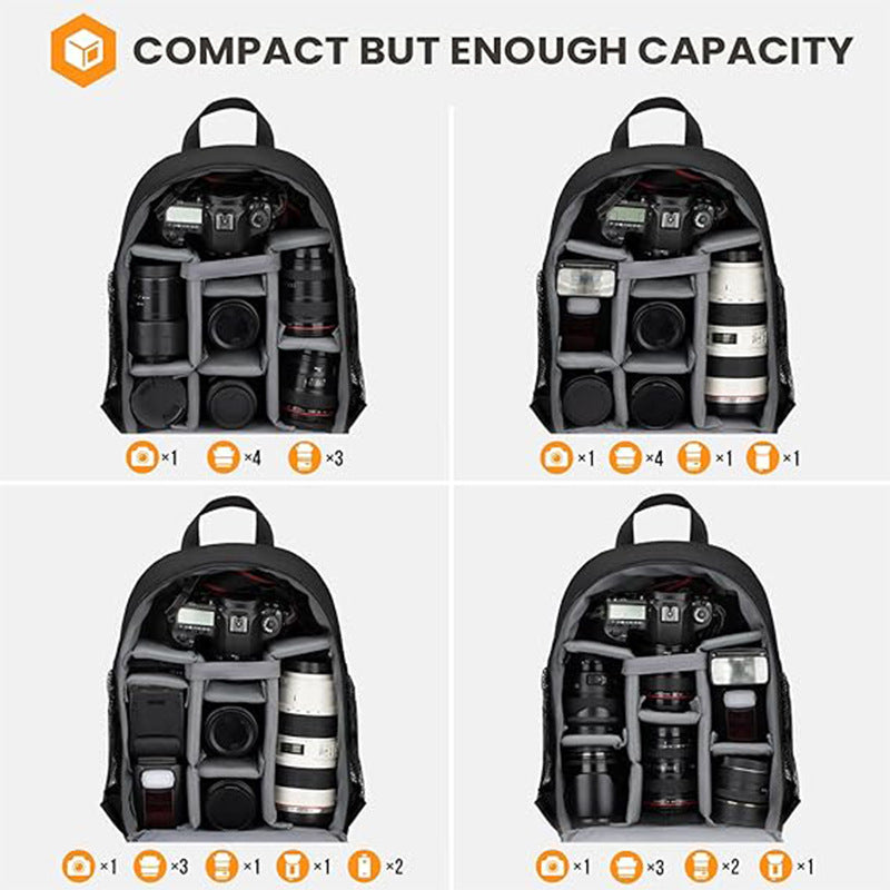 Double shoulder camera bag can hold computer, suitable for Canon Nikon SLR camera bag outdoor travel waterproof large capacity