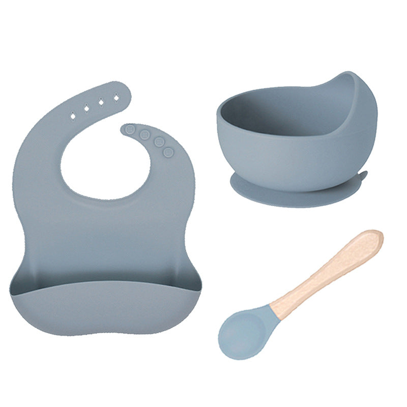 Factory customized LFGB silicone children's tableware 6-piece set, infant food grade beech silicone feeding tableware
