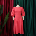 D3164 european and american clothing  new  pleated african plus size fashion puff sleeve foreign trade dress