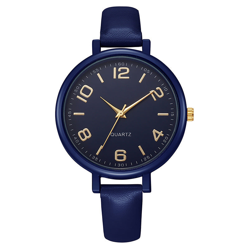 Vintage casual women's thin leather strap watch - elegant, classic, digital-inspired, niche style, student quartz wristwatch