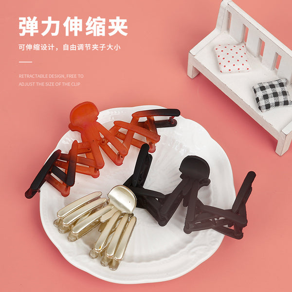 Korean telescopic crab grab clip Internet celebrity simple acrylic back head hair accessories hair clip folding disc hair shark grab clip