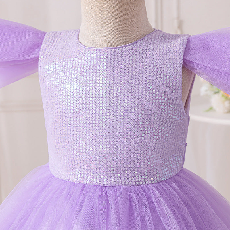 European and american style baby girl's christening dress, first birthday outfit, kids' tutu cake flower mesh full month princess dress