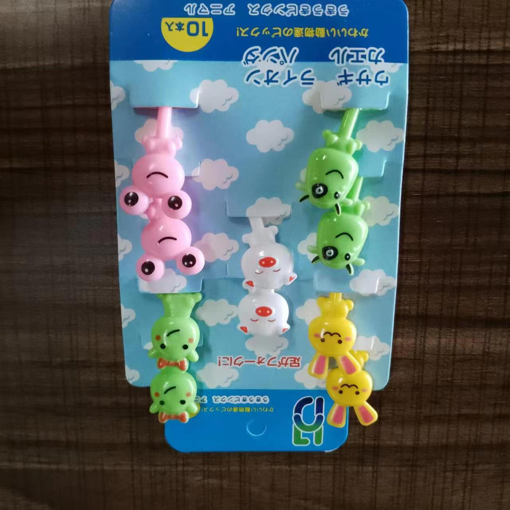 Japanese cartoon fruit picks creative children's food forks cake forks cute animal dessert forks plastic fruit forks