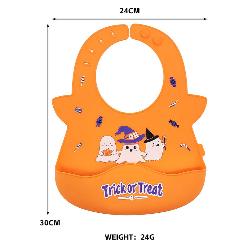 Cross-border rice pocket, baby food pocket, silicone bib, Halloween baby food pocket, waterproof and oil-proof saliva pocket