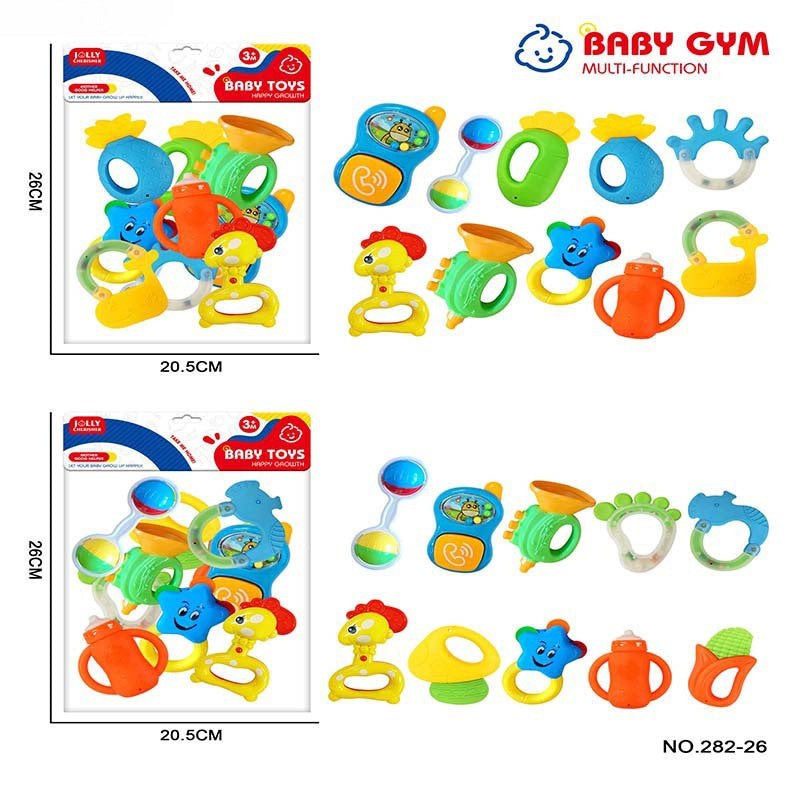Cross-border export babies 0-12 months can be boiled baby bite glue toothpaste set newborn hand claw rattle bed bell