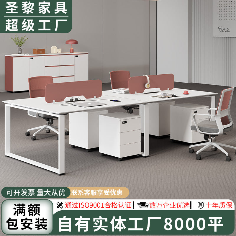 Saint li office desk and chair set - minimalist modern computer desk with partition, staff booth, office furniture