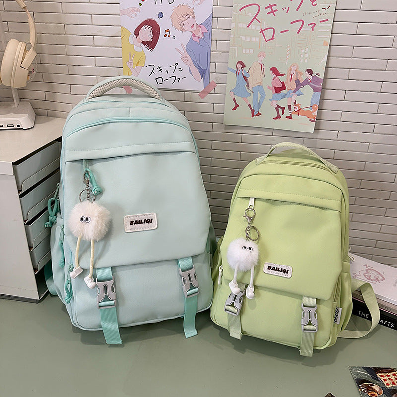 Simple solid color lightweight durable student backpack - available in small, medium, and large sizes - perfect for elementary, middle, high school, and university students