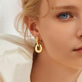 European and american cross-border new fashion high-end electroplated 18k gold statement earrings for women - minimalist earrings, european and american style