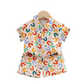 Dopamine colorful print kids' short-sleeve shirt summer set, infant casual shorts two-piece outfit, korean style