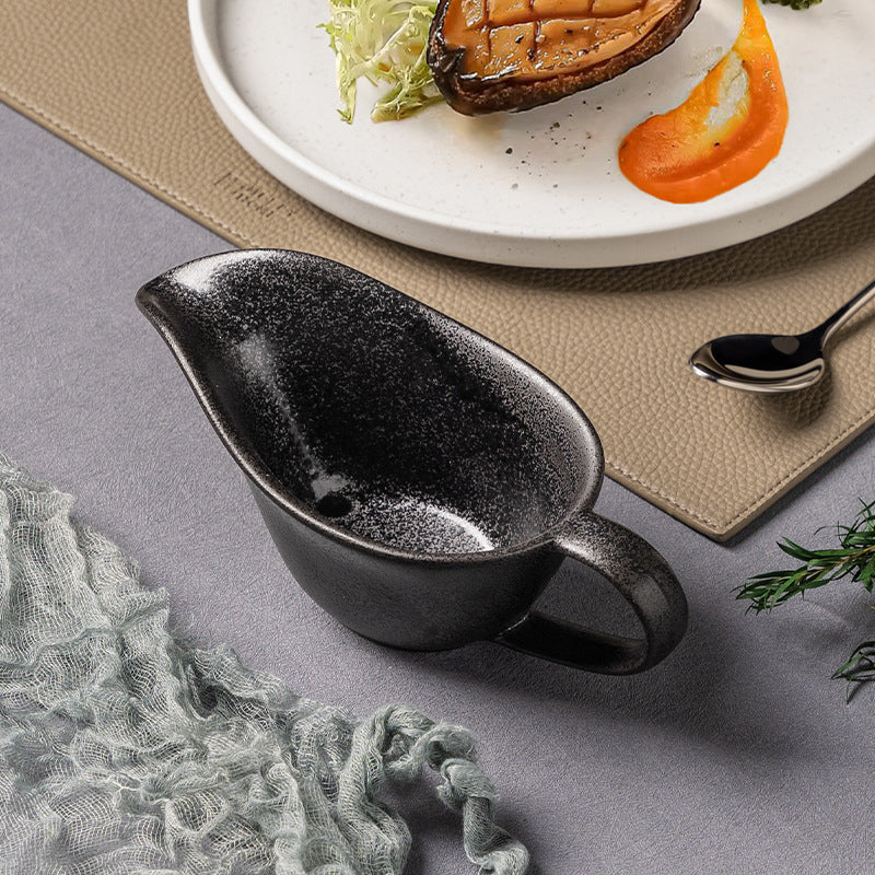 Simple retro practical ceramic sauce cup with handle - ideal for hotels, restaurants, western cuisine, creative steak sauces, and cooking sauces