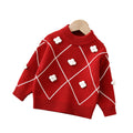 Winternew arrival new year's greetings kidssweatergirlknittingfleece-linedthickened small snowflake pullover bottom shirt