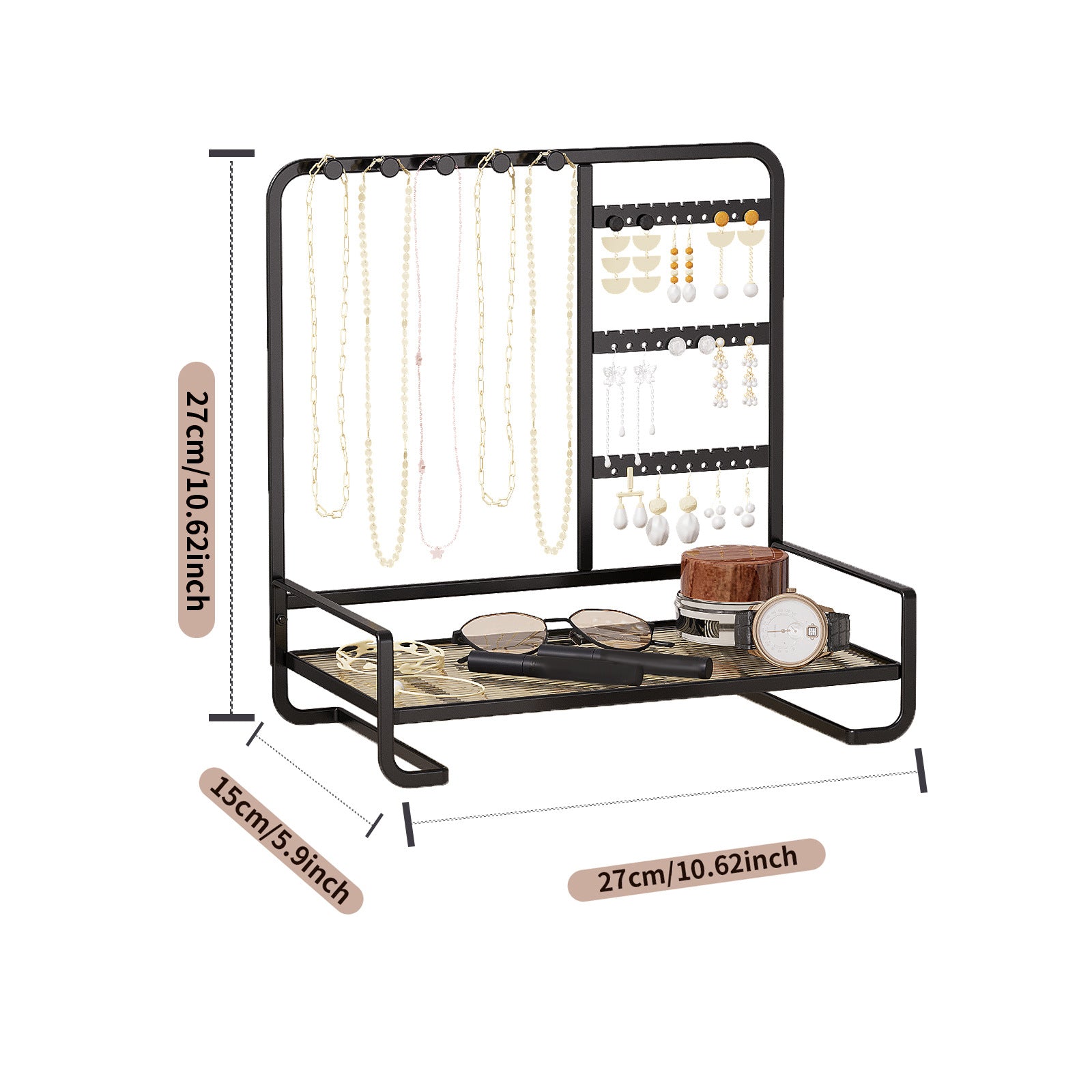 Cross-border jewelry display stand, jewelry storage rack, necklace, bracelet rack, wrought iron ring tray, earrings, earrings, hanger.