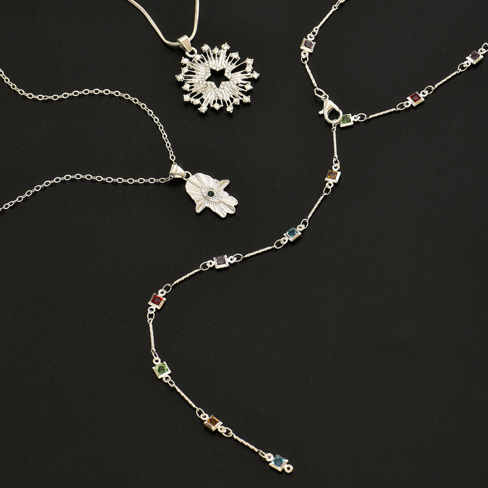 Sweater chain long wholesale european and american cross-border star colorful tassel necklace diamond-encrusted devil's eye accessible luxury clavicle chain