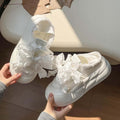 Cute bowknot chunky sole bread loafers - women's 2026 autumn lightweight ins style student versatile two-way trendy sneakers