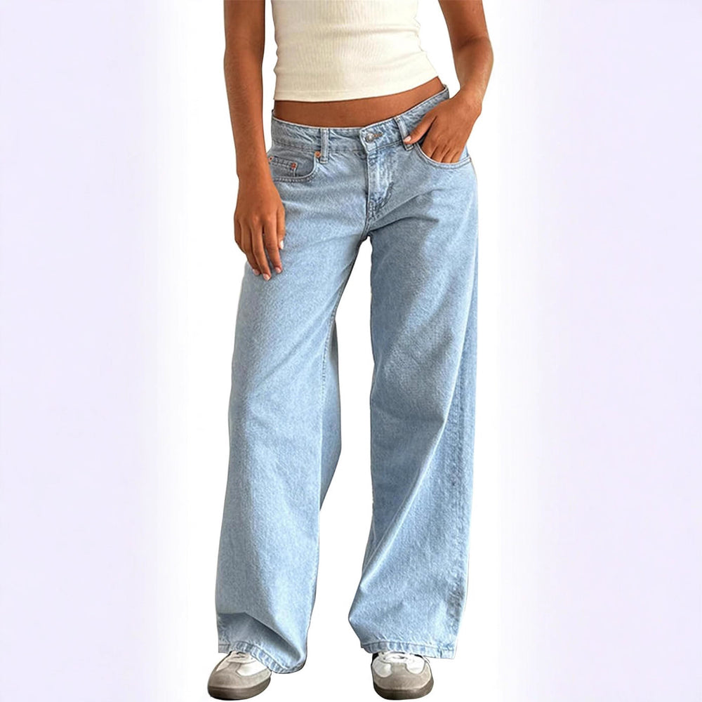 Fashionfashionjeans women's new best-selling exportstylish street low-waist wide-leg pants washed loosejeans