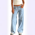 Fashionfashionjeans women's new best-selling exportstylish street low-waist wide-leg pants washed loosejeans