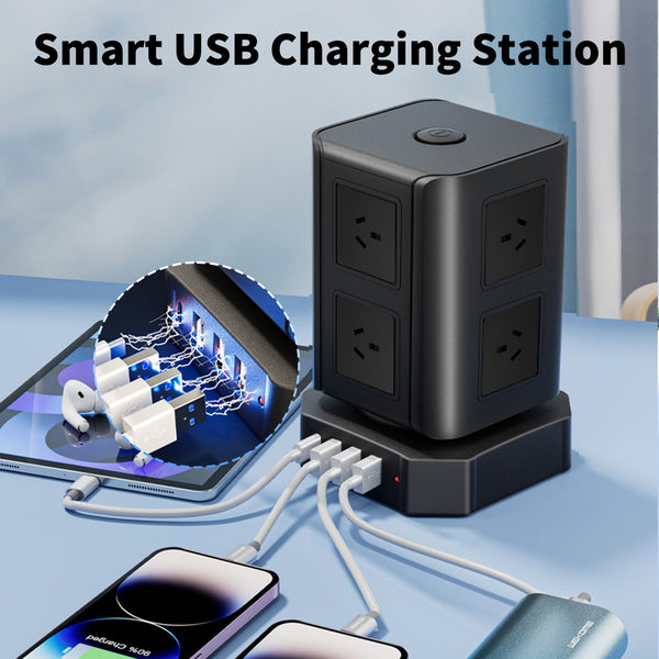 Anti-surge vertical usb porous Australian smart socket type-c tower home office Italian standard power strip