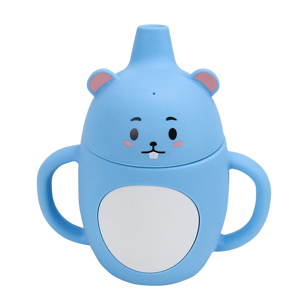 Cross-border explosion Animal shape Children's cup Silicone belly cup with handle Food grade Silicone learning drink cup