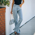 autumnew arrival  washed slit popular carefully selected mid-waist elegant denim pants casual pants