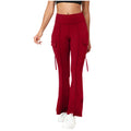 european and american cross-border  women's fashion trend solid color high-waisted belt pocket yoga pants