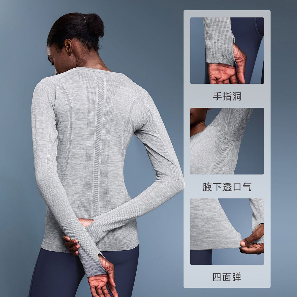 D19083: diqian apparel new seamless yoga top - women's long sleeve activewear for running, comfort, breathability, and fitness
