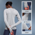 D19083: diqian apparel new seamless yoga top - women's long sleeve activewear for running, comfort, breathability, and fitness