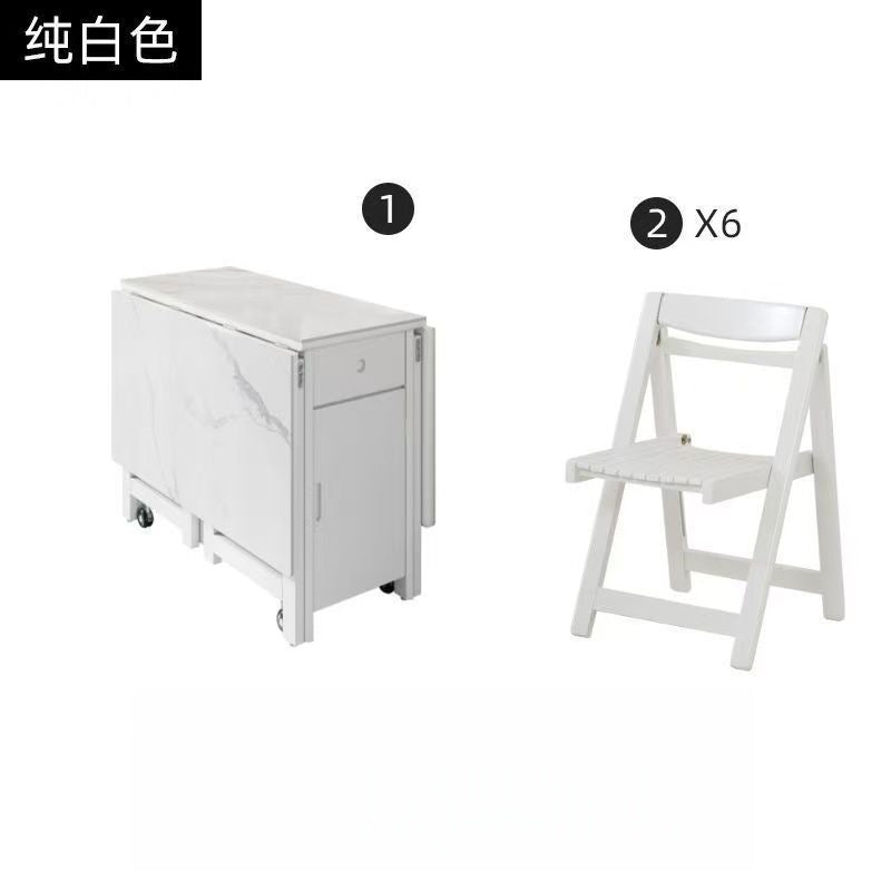 Movable foldable dining table small apartment dining table multifunctional for home high-end solid wood table foldable dining table and chairs