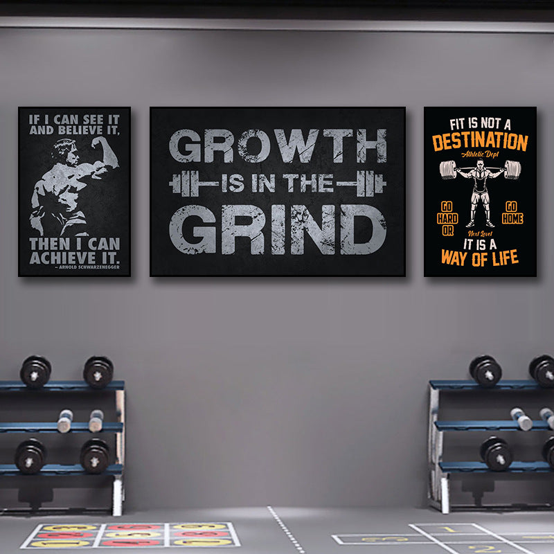 Gym wall decoration painting industrial style black and white sports inspirational poster mural boxing bodybuilding club hanging painting