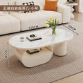 Cream style oval slate coffee table casual living room accessible luxuryfor homemodern combination new arrival small apartment coffee table