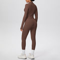 pure color brushed tight one-shoulder vest nine-point long three-piece sports running fitness yoga suit